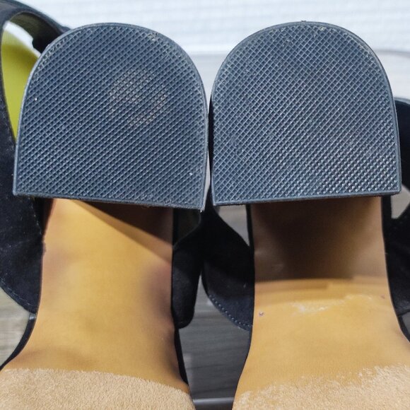 Steve Madden Kali Chunky Heels women's size 8.5 black flocked fabric - Picture 11 of 11